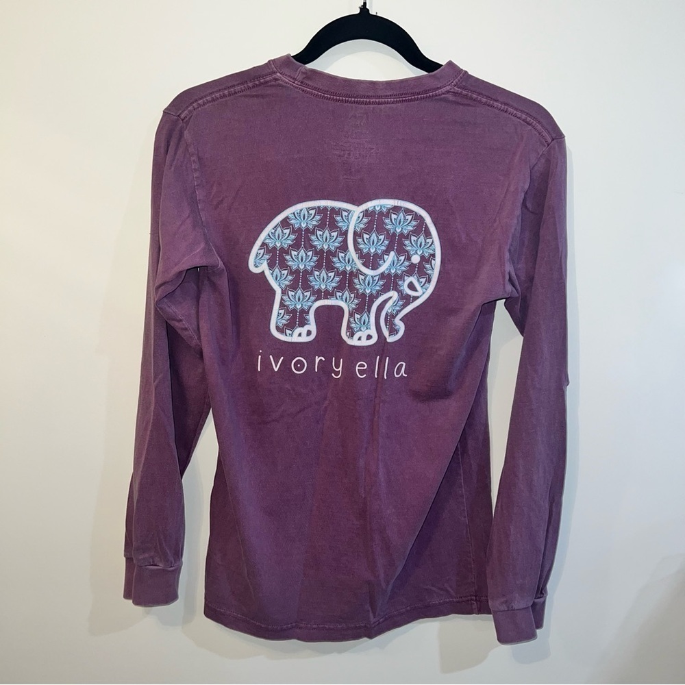 Ivory Ella Purple Long Sleeve Pocket Tee Shirt - Women’s Small - Picture 2 of 8